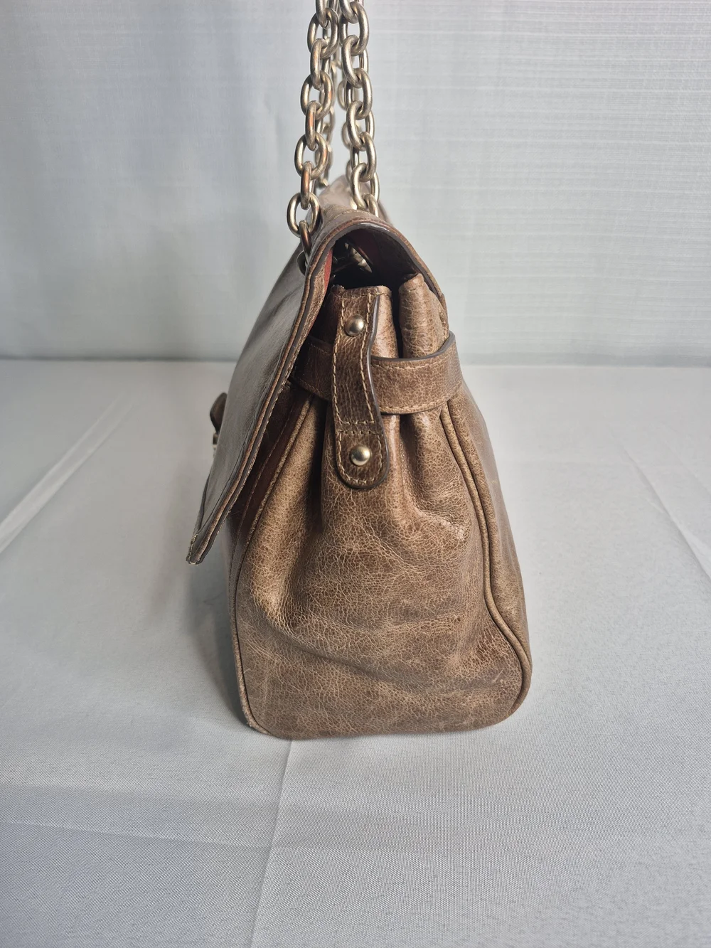Banana Republic Vintage-Style Brown Leather Chain Shoulder Bag